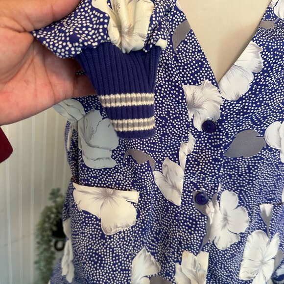 Vintage Evanna Blue white loral Skirt & Jacket Set 80s matching skirt set - Picture 5 of 11